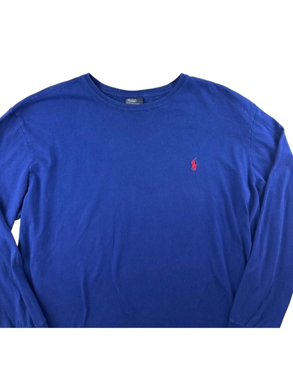 Polo Ralph Lauren XXL Blue Long Sleeve T Shirt Red Pony 100% Cotton